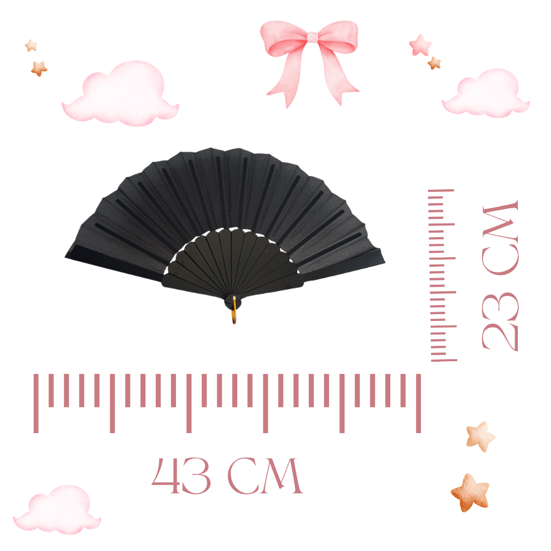 12 Abanico Negro Plastico