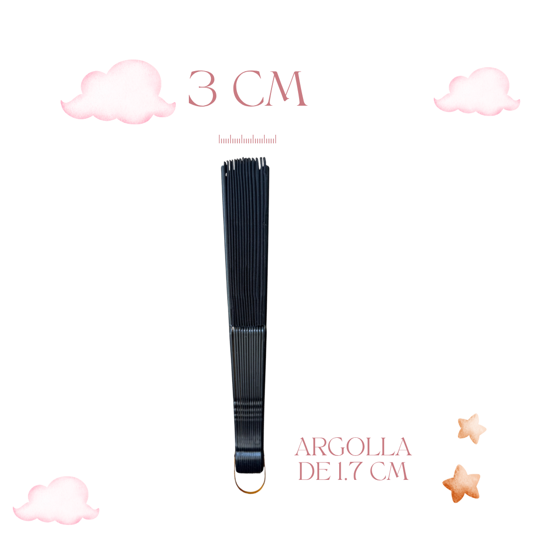 12 Abanico Negro Plastico