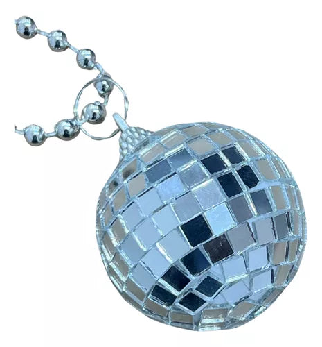 12 Collar Bola Disco Plata