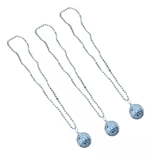 12 Collar Bola Disco Plata
