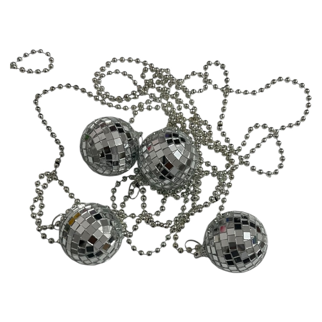 12 Collar Bola Disco Plata