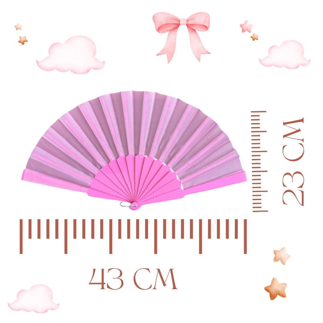 12 Abanico Rosa Plastico