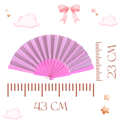 12 Abanico Rosa Plastico
