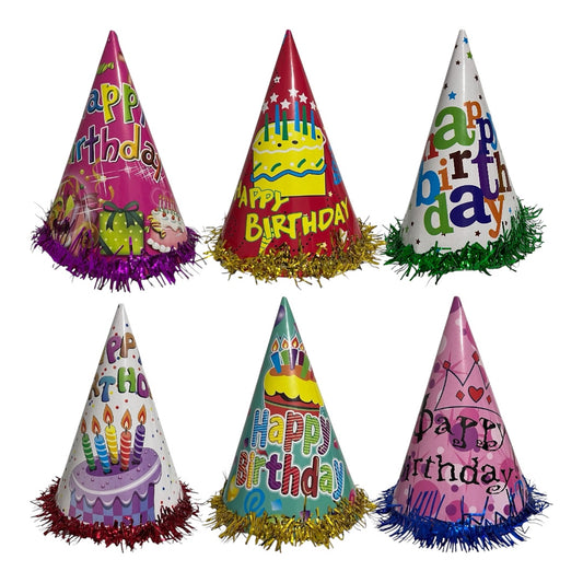 12 Sombrero Cono Cumpleaños