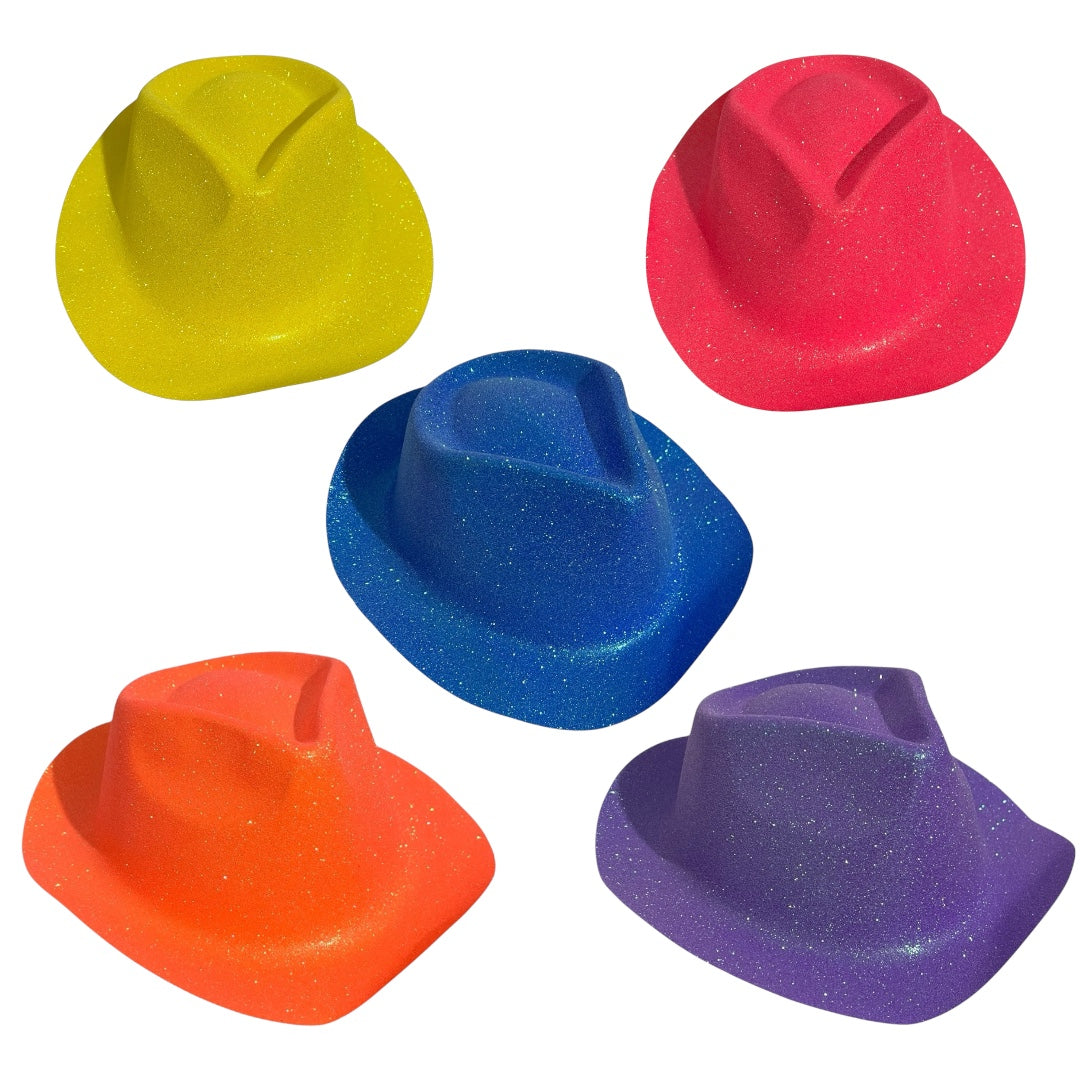 12 Sombrero Vaquero Colores Plastico